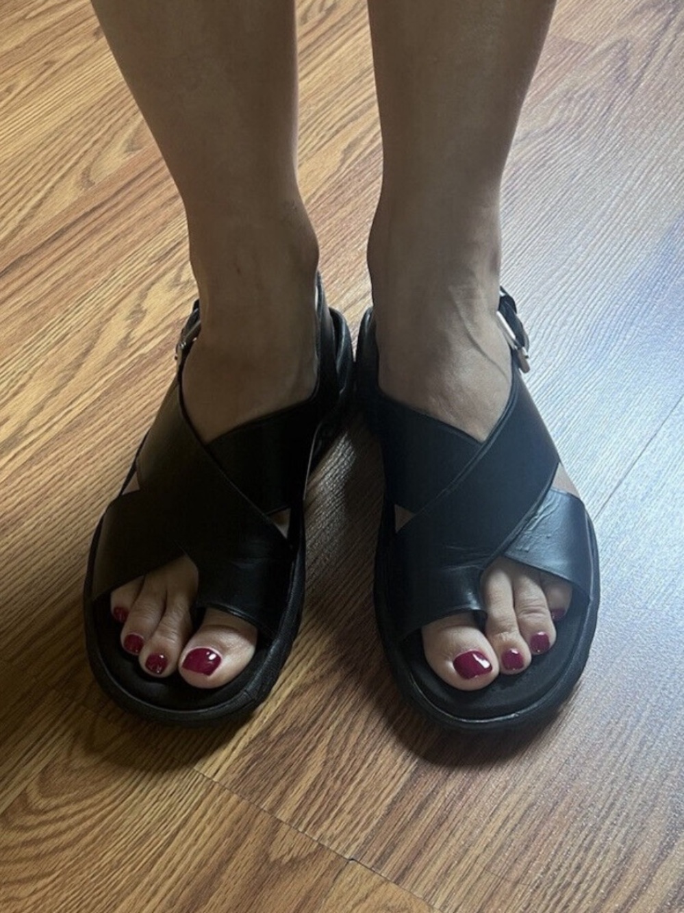 10. Zara Vibram soled leather sandals lug trek black urban city - Picture 7 of 12